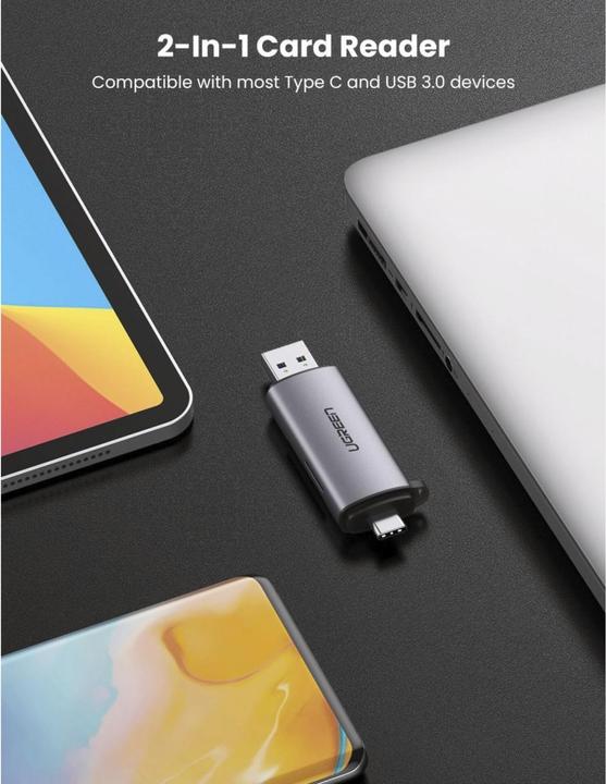 Produktbild Ugreen USB-C und USB-A — TF SD 3.0 (USB-C)