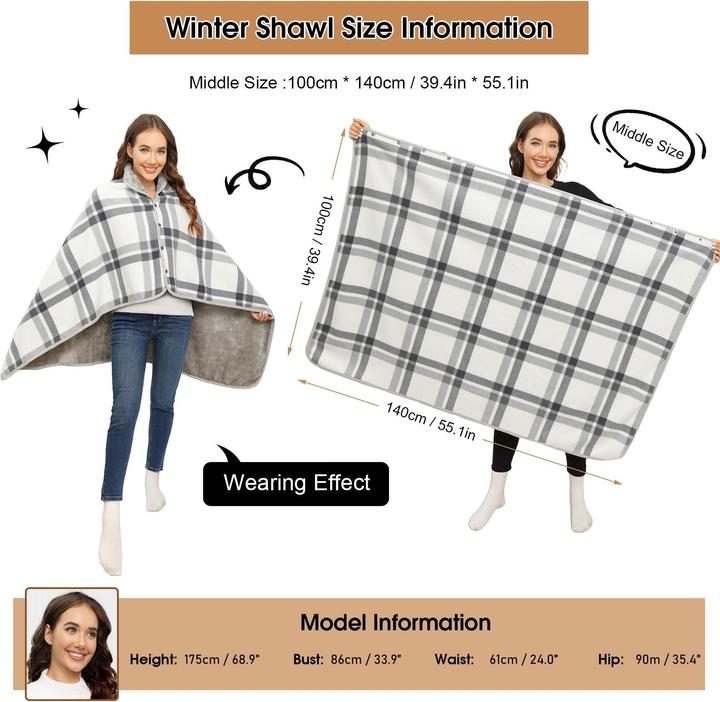 Immagine prodotto Alopini Sciarpa invernale con bottone Morbida sciarpa coperta Poncho in pile oversize Capo Pullover