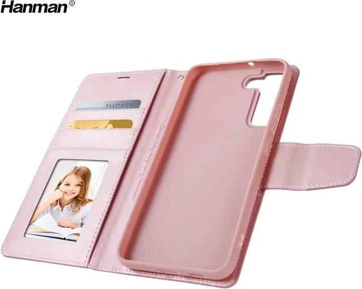 Image du produit Hanman Samsung Galaxy A50 (2019) - Étui à clapet en métal avec 3 fentes pour cartes, or rose (Samsung Galaxy A50)