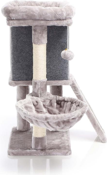 Actual product image Fudajo Cat Tree Grey w/Sisal 71.5cm Scratching Post w/Scratch Board, House, Resting Spot, Play Ball (71.50 cm, Grey)