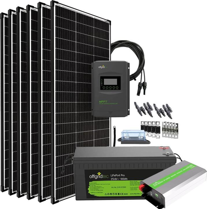 Offgridtec ® Sistema solare Autark Pro XXL 24V 1200W - 3000W di potenza AC Batteria LiFePO4 da 200Ah (200 W)