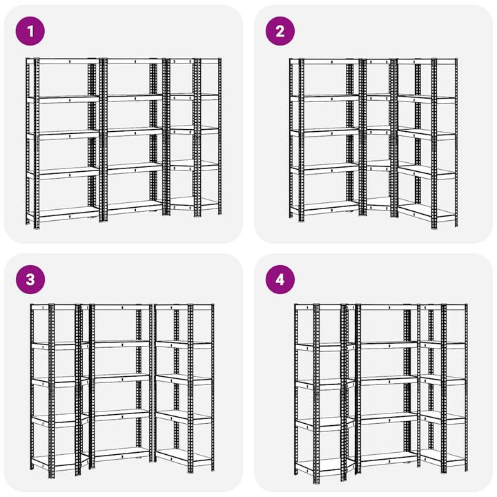 Produktbild VidaXL Regal-Set 5 Böden 3-tlg. Silbern Stahl & Holzwerkstoff Garagenregal