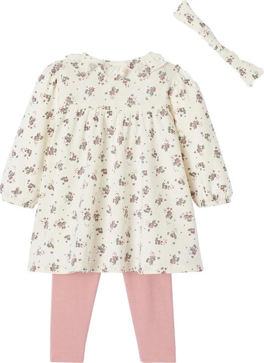 Vertbaudet Bio-Kollektion: Baby-Set aus Blumenkleid, Leggings & Haarband