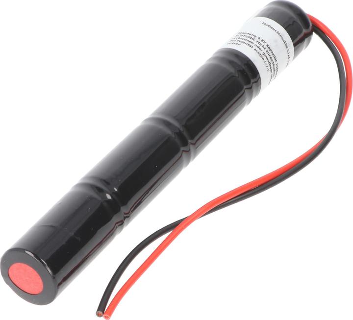 Produktbild XCell Notleuchtenakku NiCd 4,8V 1800mAh L1x4 Sub-C mit 200mm Kabel einseitig passend für 4,8 V Akku (1 Stk., 1800 mAh, Ladegerät inkl. Akku)