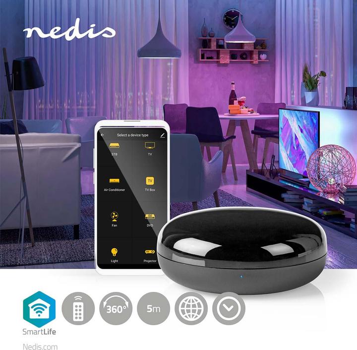 Produktbild Nedis WLAN Smart Universal Fernbedienung WIFIRC10CBK (Universal Fernbedienung, Infrarot, WLAN)