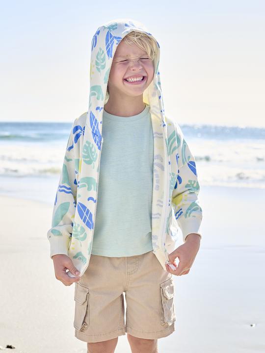 Actual product image Vertbaudet Boys' hooded sweat jacket with all-over surfer prints (98)