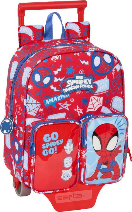 Spiderman Schulrucksack mit Rädern Spider-Man Rescue Blau Rot 22 x 27 x 10 cm