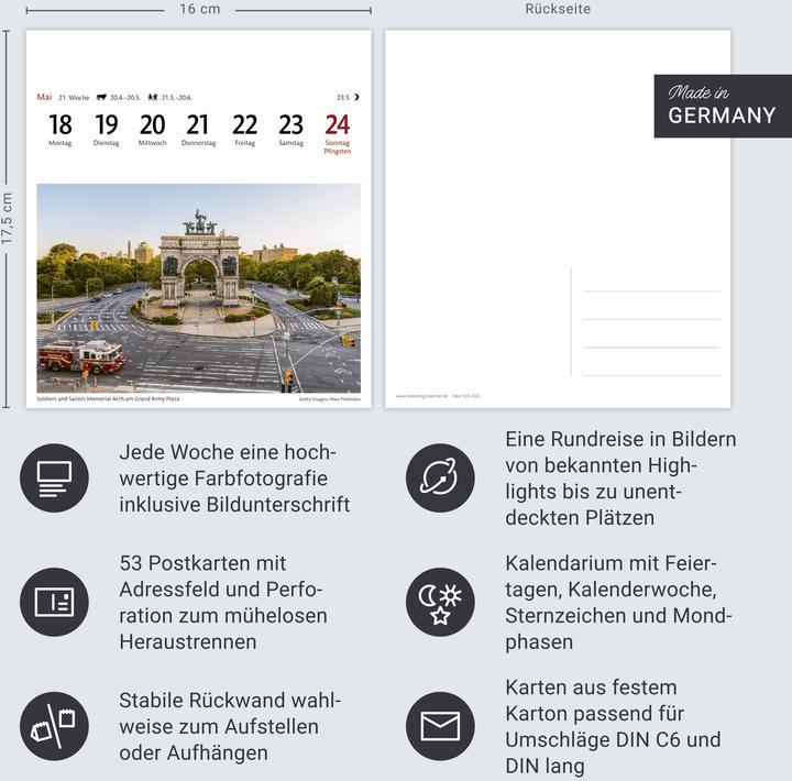Actual product image Harenberg New York Sehnsuchtskalender 2026 - Wochenkalender mit 53 Postkarten (German)