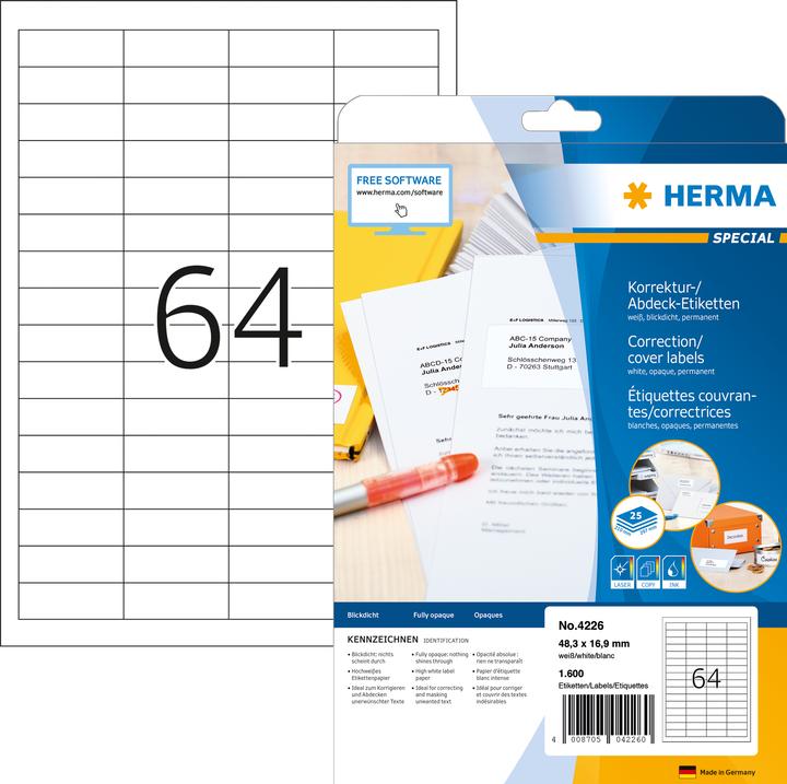 Actual product image HERMA A4 correction and cover labels