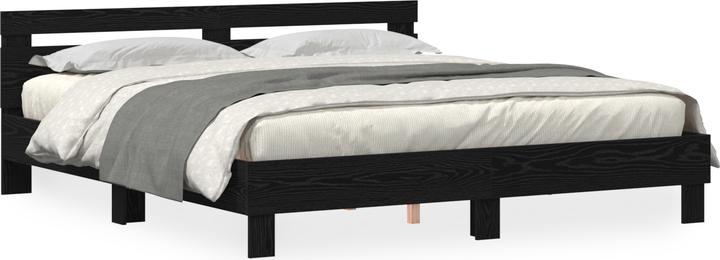 Produktbild VidaXL Eichen Bettgestell Schwarz Eiche Massivholz Eiche 180 x 200 cm (180 x 200 cm)