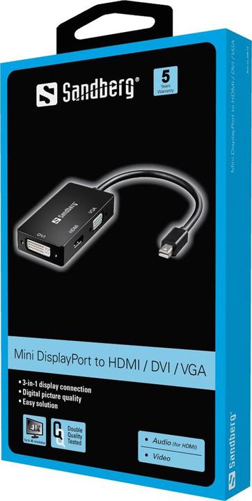 Produktbild Sandberg Mini DisplayPort zu (HDMI, DVI, VGA, 19 cm)
