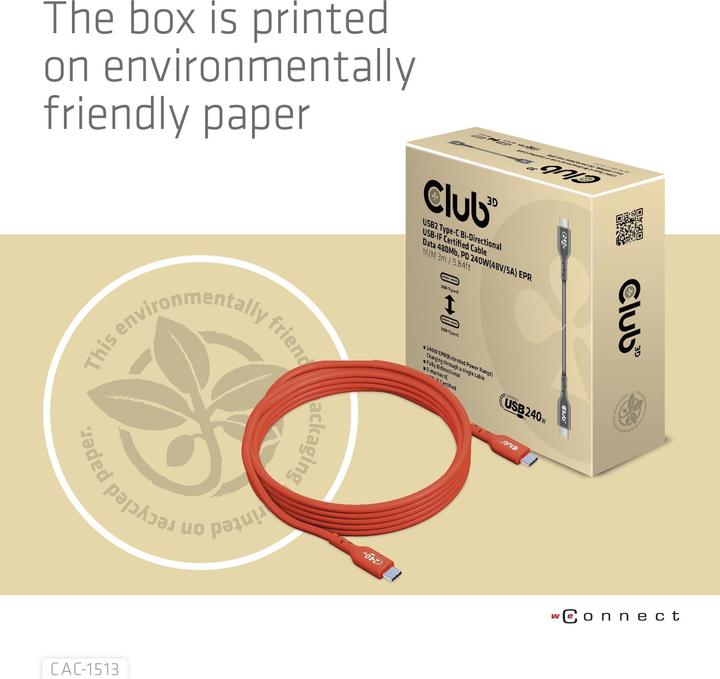 Actual product image Club 3D USB C - USB C (3 m, USB 2.0)