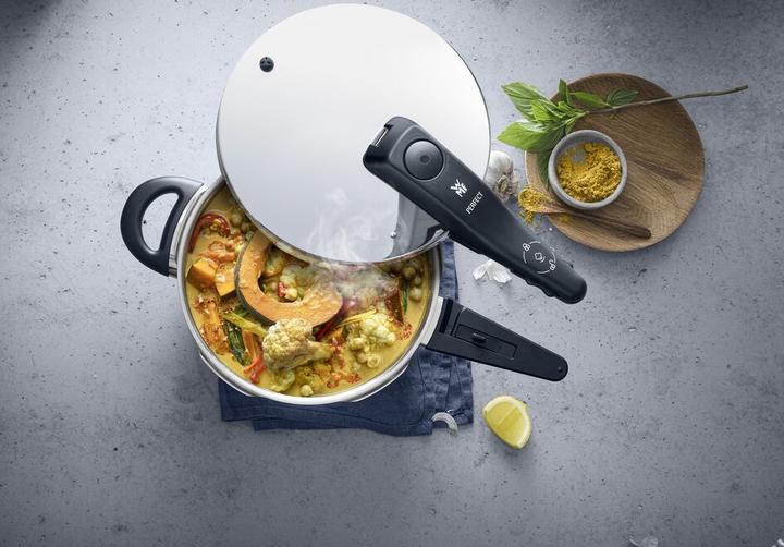 Productafbeelding WMF Snelkookpan 6,5l Groot Kooksignaal Perfect Inductie Roestvrij Staal (22 cm, Snelkookpan, Roestvrij staal)