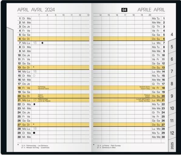 Produktbild Rido Taschenkalender M-planer 8,7x15,3 1 Monat/2 Seiten Leder weinrot 2025 (Deutsch)