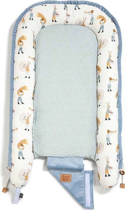 Actual product image La Millou Baby nest |Premium cotton velvet|Including Sleepy Pig cushion |Heart Beat Blue