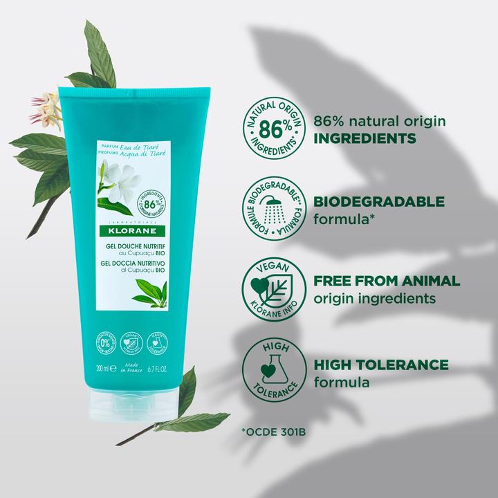 Actual product image Klorane Shower gel with Eau de Tiare (200 ml)