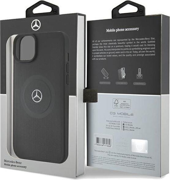 Produktbild Mercedes MEHMP15S23RMMK iPhone 15 6.1" czarny/black hardcase Crossed Lines Pattern Leather MagSafe (Apple iPhone 15)