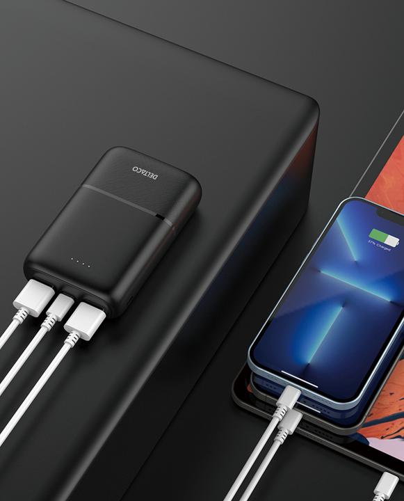 Produktbild Deltaco Powerbank 10,000 mAh, 2x USB-A, 1x USB-C (10 mAh)