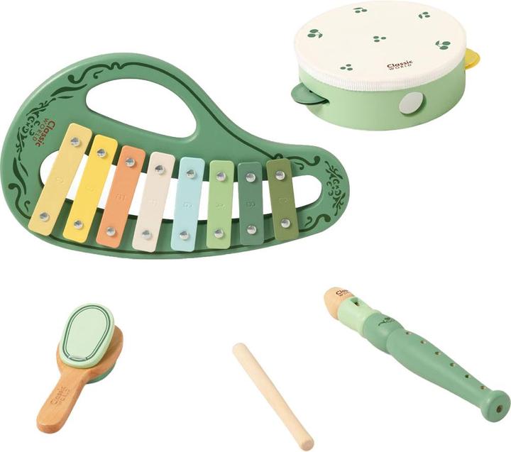 Classic World Vintage-Musikinstrumenten-Set aus Holz, 5-teilig.