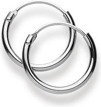 Natsumi Schmuck Creolen Weissgold 18K/750 Ø 13mm Rund (750/18 K Weissgold)