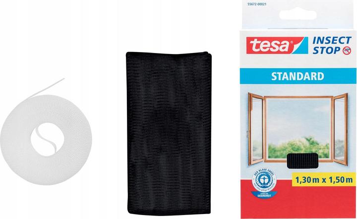 Produktbild tesa Insektenschutz STANDARD für Fenster, mit Klettband, ohne Bohren (130 x 150 cm)