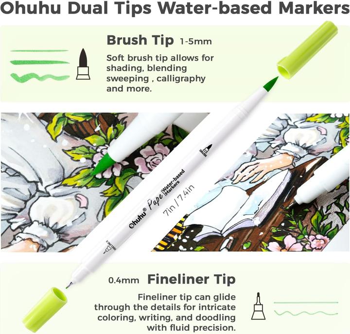 Produktbild Ohuhu Pupe Pinselstifte auf Wasserbasis (Mehrfarbig, 60 x)