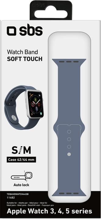 Image du produit SBS Bracelet taille S/M pour Apple Watch Series 3/4/5/6/7/SE 44mm bleu (44 mm, Silicone)