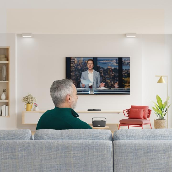 Immagine prodotto Hama Lautsprecher für Fernseher, 2,4-GHz-Station + Bluetooth®, tragbar, stereo (18 h, Porta USB)