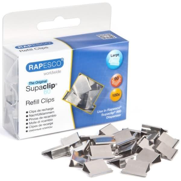 Immagine prodotto Rapesco Clip per documenti Supaclip 60, acciaio inox, 100 pezzi. (1 x)