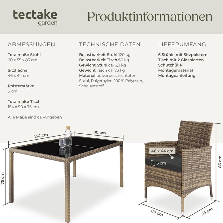 Produktbild tectake Rattan Sitzgruppe Porto