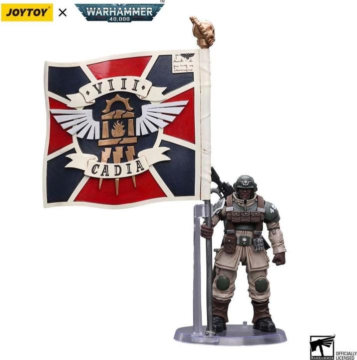 Produktbild Joy Toy Warhammer 40k Actionfigur 1/18 Astra Militarum Cadian Command Squad Veteran with Regimental Standard