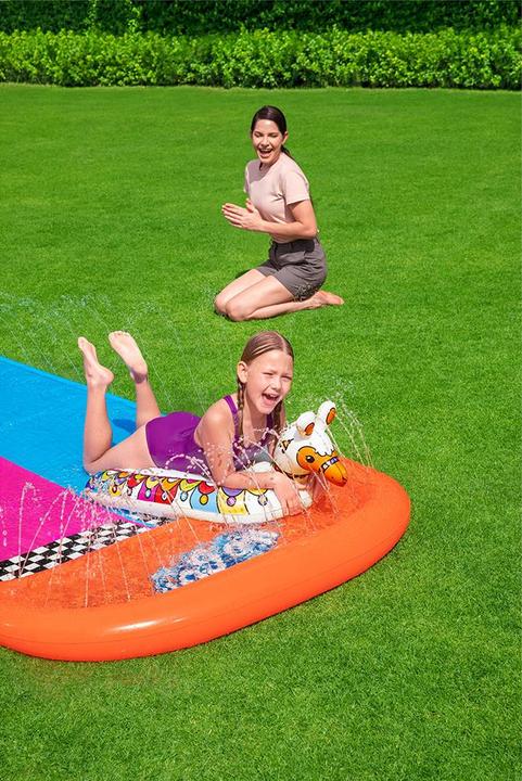 Produktbild Bestway 2er-Wasserrutsche mit aufblasbaren Lama-Schwimmtieren (4.88 m)