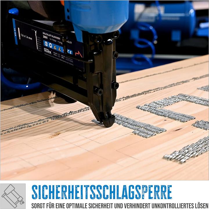 Produktbild Güde Druckluft Klammergerät / Nagler 3 in 1 20 - 40 mm 4 - 7,5 bar + 800 tlg. Nagel / Klammer Set +