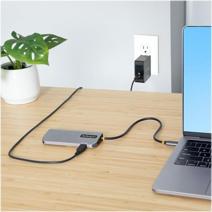 Produktbild StarTech com 127B-USBC-MULTIPORT, Verkabelt, USB 3.2 Gen 1 (3.1 Gen 1) Type-C, 100 W, 10,100,1000 Mb (USB-C, 4 Ports)