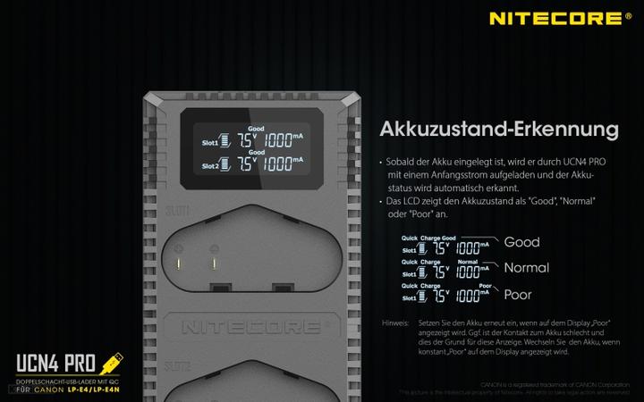 Actual product image Nitecore UCN4 PRO - für Canon Cameras (Camera battery charger)
