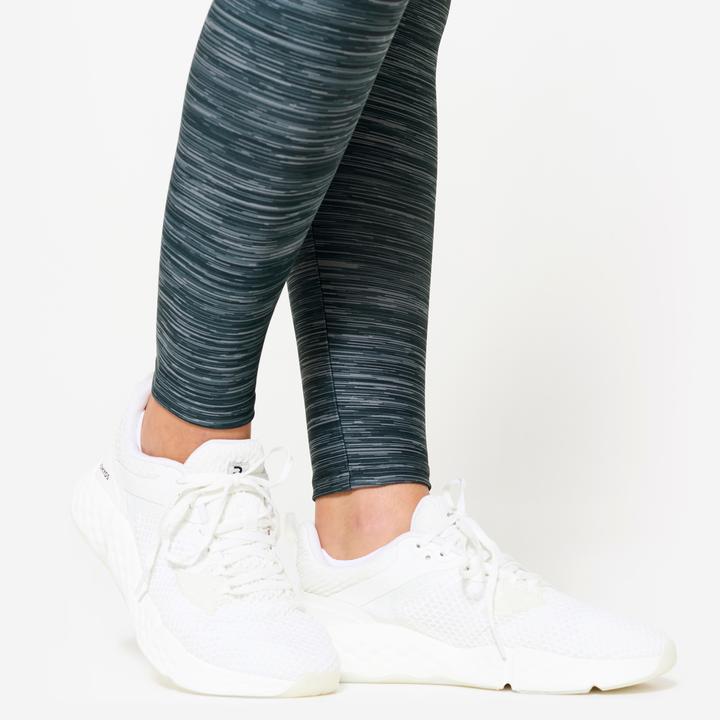 Image du produit Domyos Legging de fitness taille haute femme, imprimé gris chiné