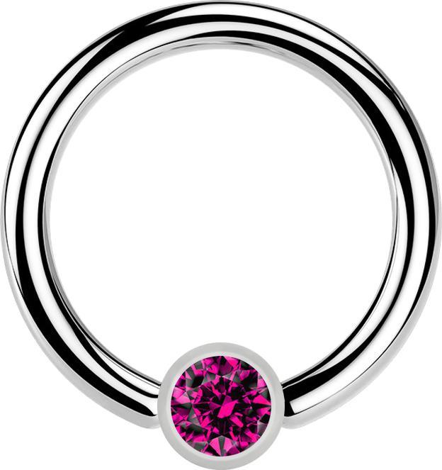 Immagine prodotto Star Piercing Anello con chiusura a sfera argento e cristallo fucsia (Acciaio chirurgico 316L)