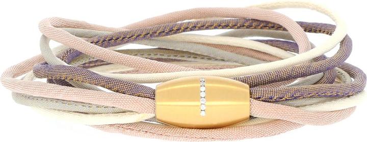 Xen Seidenarmband braun/crème/grün mit 7 Brillanten Magnetverschluss (65 cm, Edelstahl)