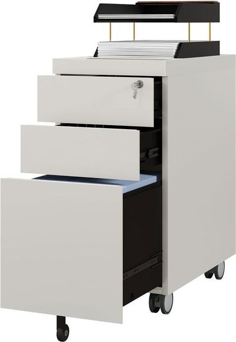 Produktbild Swisshandel24 Aktenschrank, Rollcontainer, verschliessbar, Hängeregister, Stahlgehäuse, 30x50x61 cm, Weiss