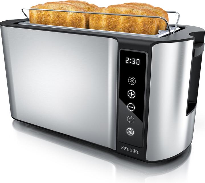 Actual product image Arendo Toaster stainless steel 4 slices long slot, touchpannel, bun warmer, display with remaining time