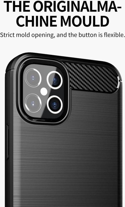 Immagine prodotto Cadorabo TPU Ultra sottile in acciaio inossidabile al carbonio Combi Cover (Apple iPhone 12 Pro Max)