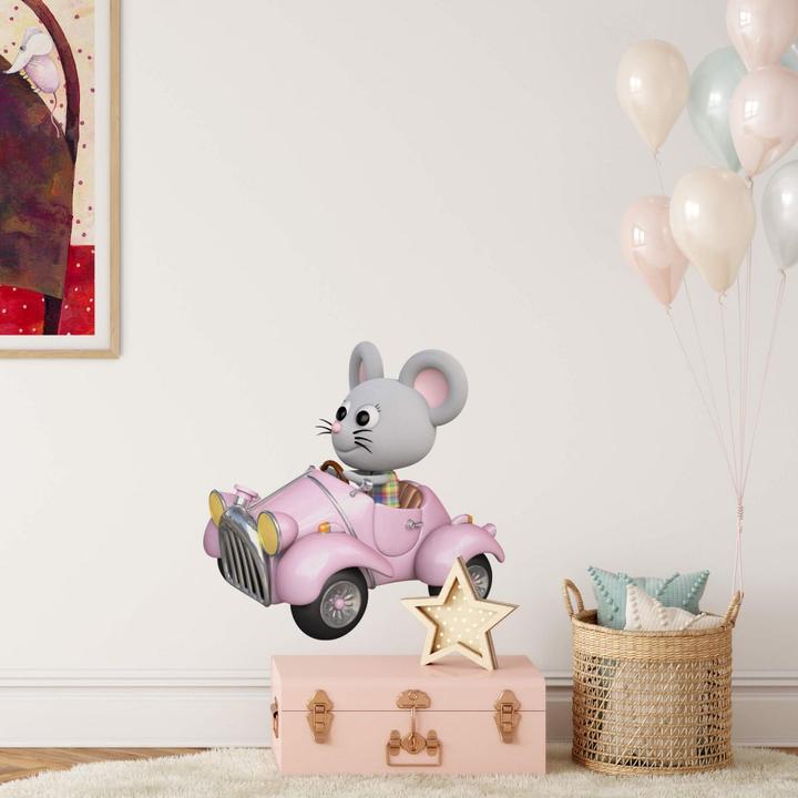Produktbild Trenddeko Maus im Auto (100 x 100 cm)