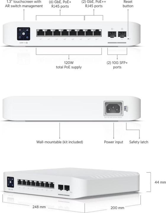 Immagine prodotto Ubiquiti UniFi USW-PRO-8-POE (10 Porti)
