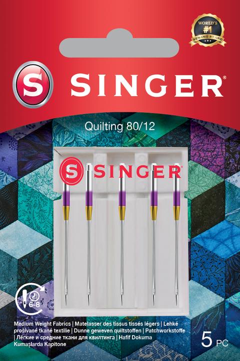 Singer QUILTING sewing machine needle, 80/12, pack of 5