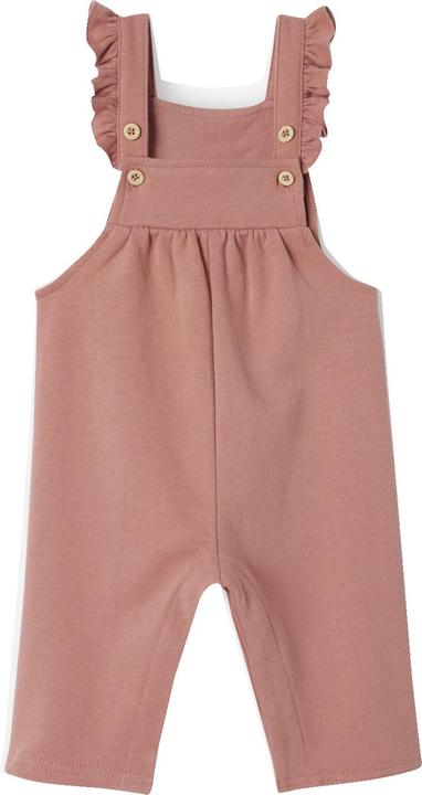 Vertbaudet Mädchen Baby Sweat-Latzhose mit Rüschen, Bio-Baumwolle
