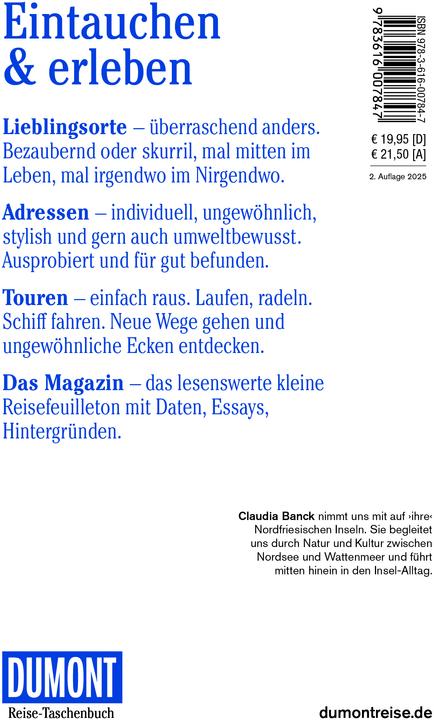 Produktbild Reise-Taschenbuch Reiseführer Sylt, Föhr, Amrum (Deutsch, Claudia Banck, 2025)