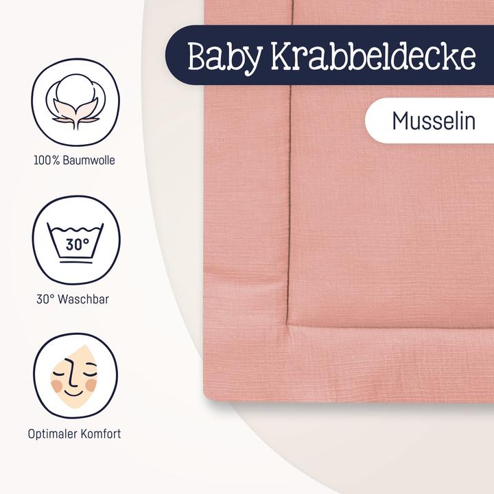 Produktbild Julius Zöllner Krabbeldecke Musselin, Dusty Rose