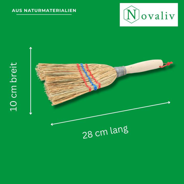 Image du produit Novatool 4X Kleiner Besen Reisigbesen mit Stiel kurz 28cm Strohbesen Kinder Hexenbesen klein Garden (1 pcs)