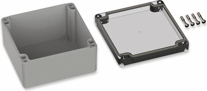 Produktbild Pollini POLLIN, Polycarbonat Gehäuse, 122 x 120 x 55 mm, IP66, Lichtgrau, Glasklarer Deckel