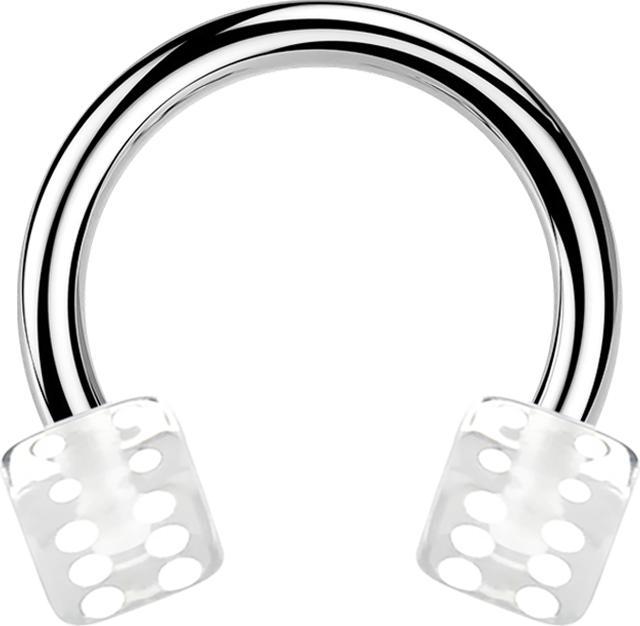 Produktbild Star Piercing Micro Circular Barbell silber mit zwei Würfel transparent (ohne Messing, Acryl, Chirurgenstahl 316L)